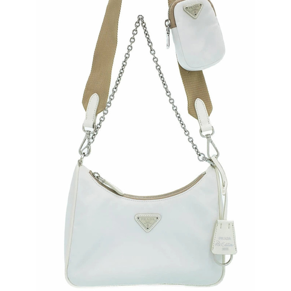 Prada ReEdition 2005 ReNylon Chain Bag White